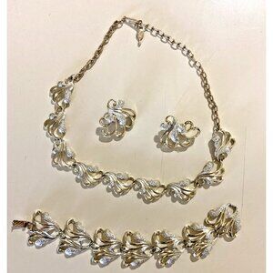 Vintage SARAH COVENTRY Gold Silver Tone Necklace & Bracelet, Earrings Set